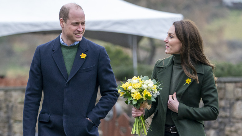 Le prince William et Kate Middleton visitant le centre d'accueil du site du patrimoine mondial
