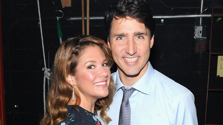 Justin Trudeau pose avec sa femme